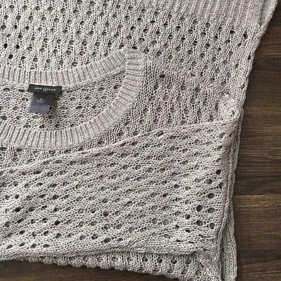 Ann Taylor Gray Sweater 3/4 Length Sleeve M - Picture 6 of 8